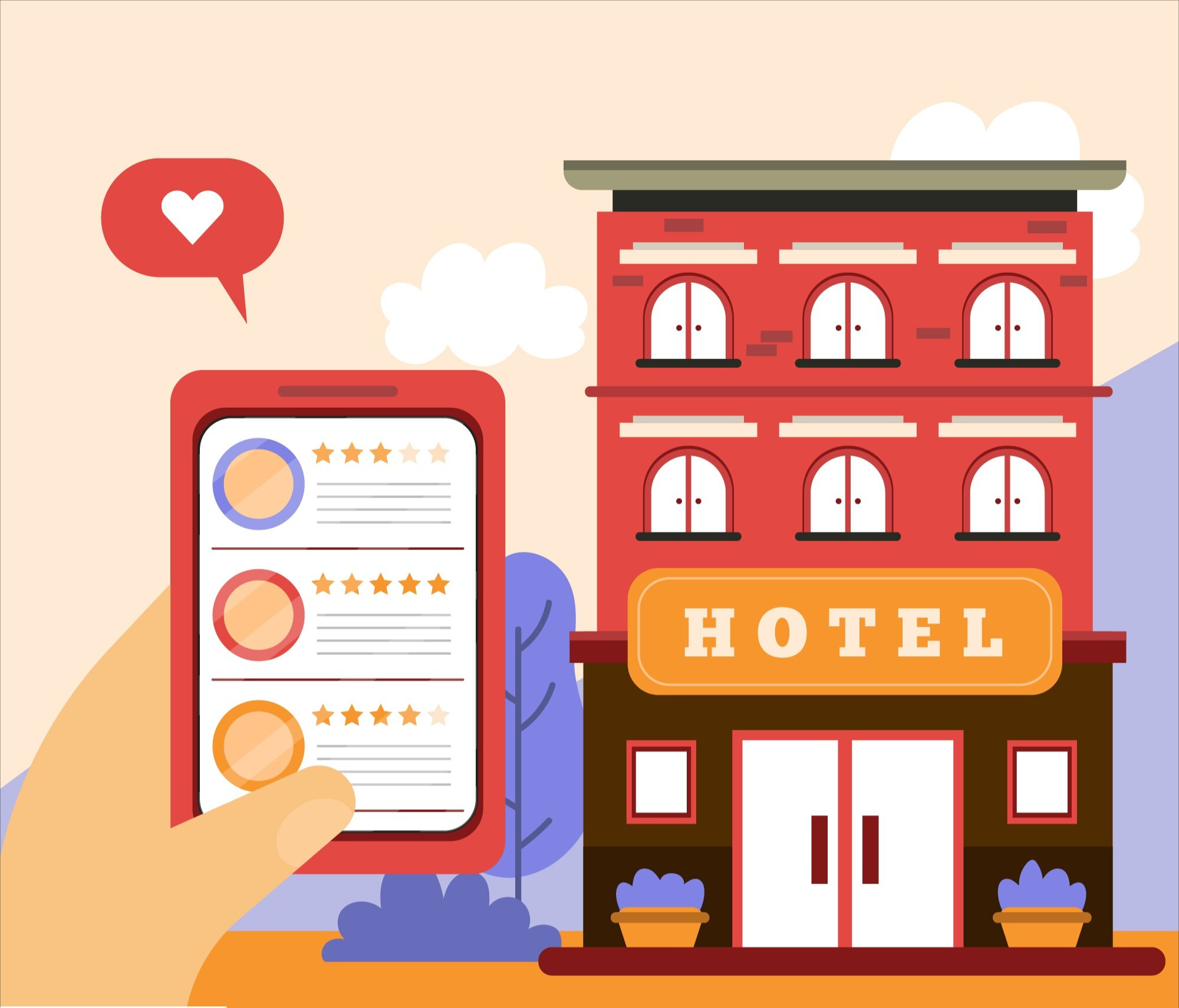Various-hotel-booking-app-icons-on-mobile-devices-emphasizing-ease-of-use-and-social-media-marketing-features-for-traveler